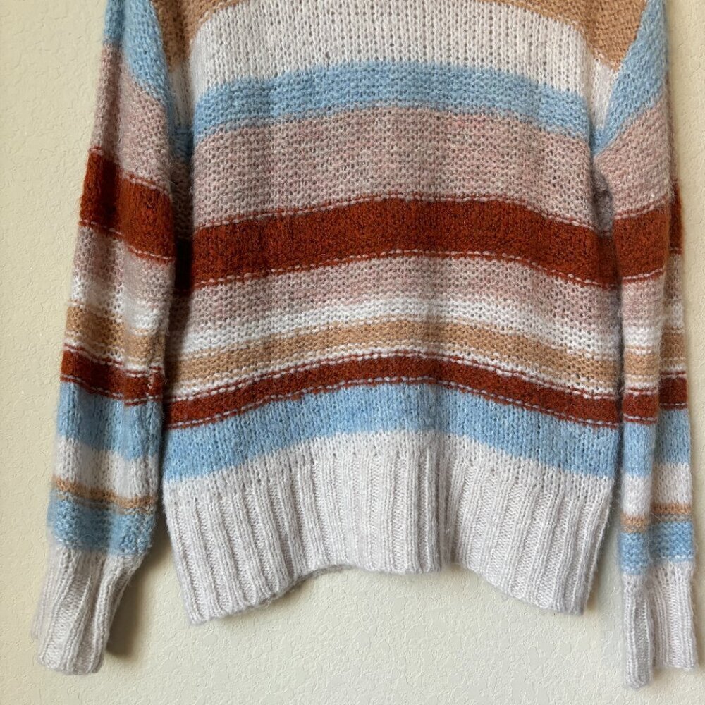 American Eagle Cozy Wool Blend Boho Striped Print Slouchy Sweater - Picture 4 of 7